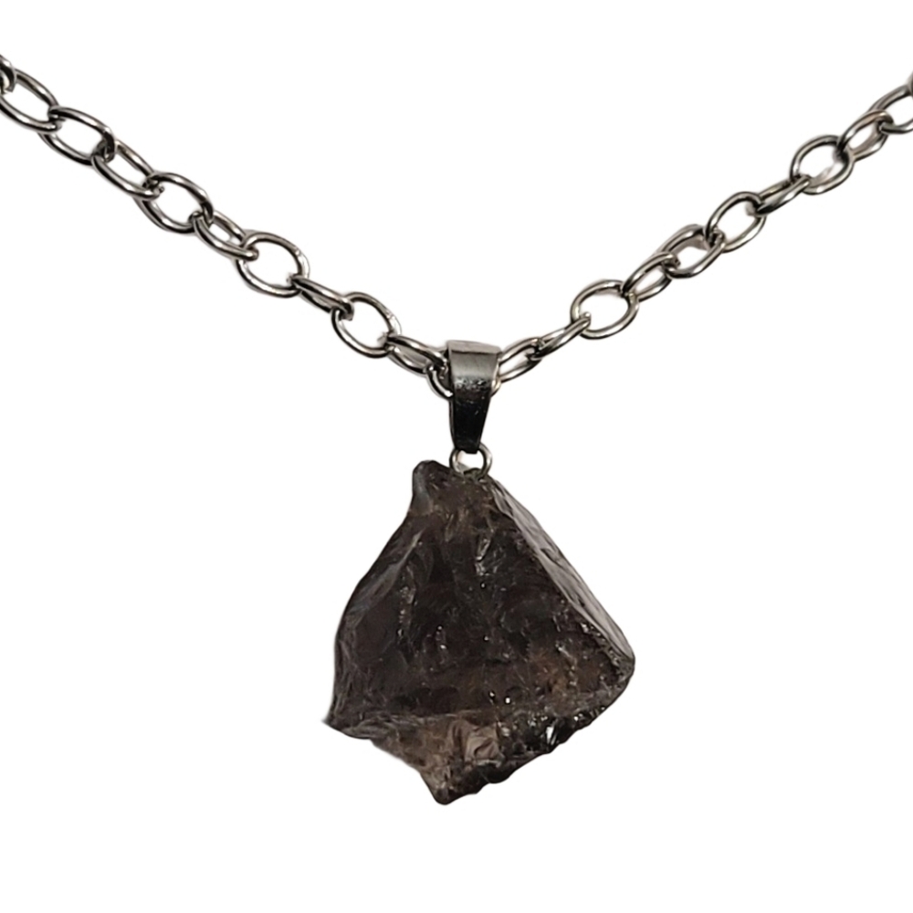 Smokey Quartz Raw Stone Pendant Necklace